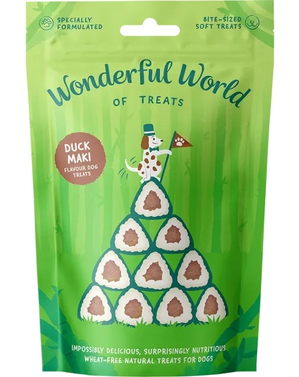 Wonderful World of Treats | Wheat Gluten Free, Natural Hand Baked Dog Biscuits | Duck Maki - 50g