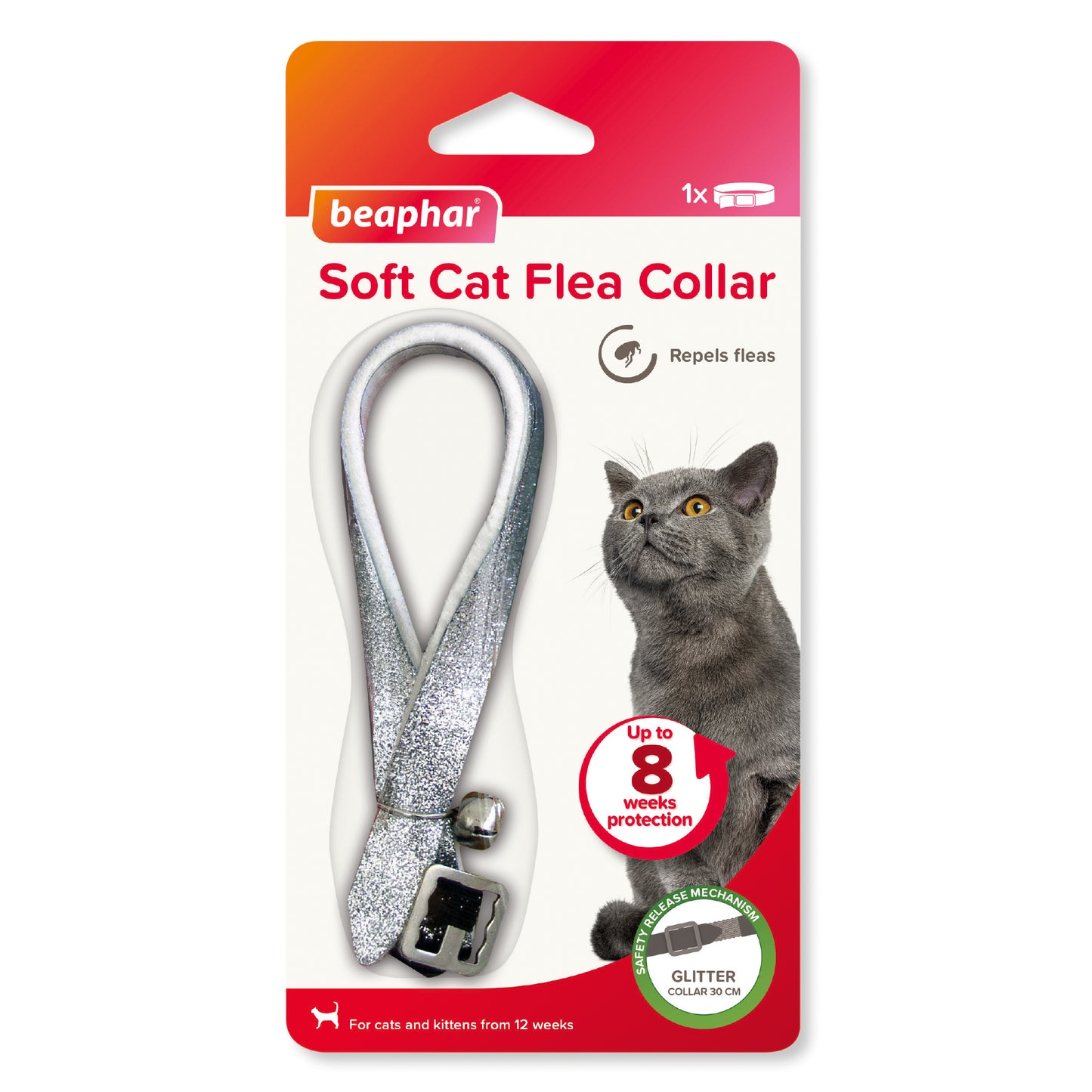 Beaphar Cat Flea Collar, Glitter, Repels Fleas for up to 8 Weeks, Safety Collar, 30cm