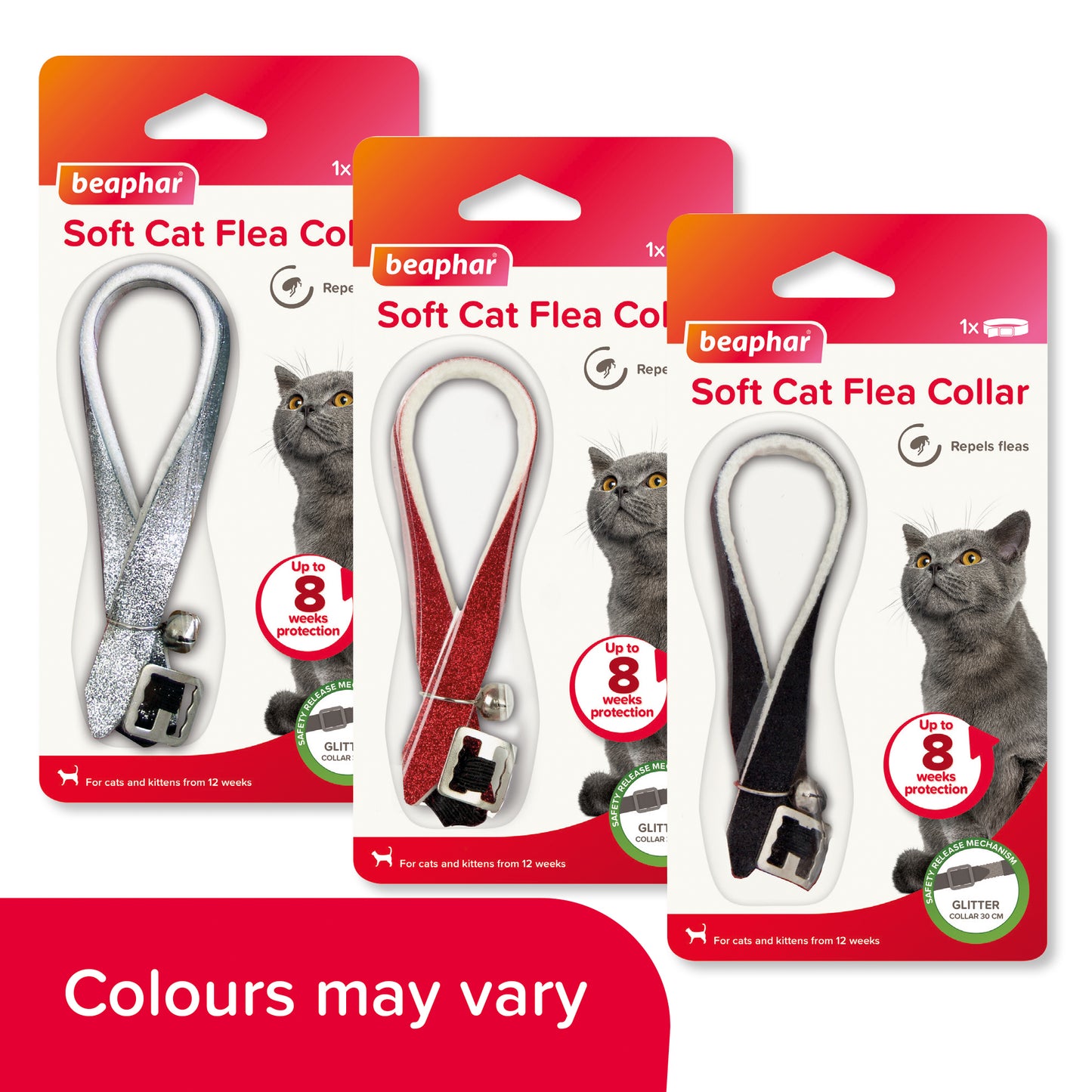 Beaphar Cat Flea Collar, Glitter, Repels Fleas for up to 8 Weeks, Safety Collar, 30cm