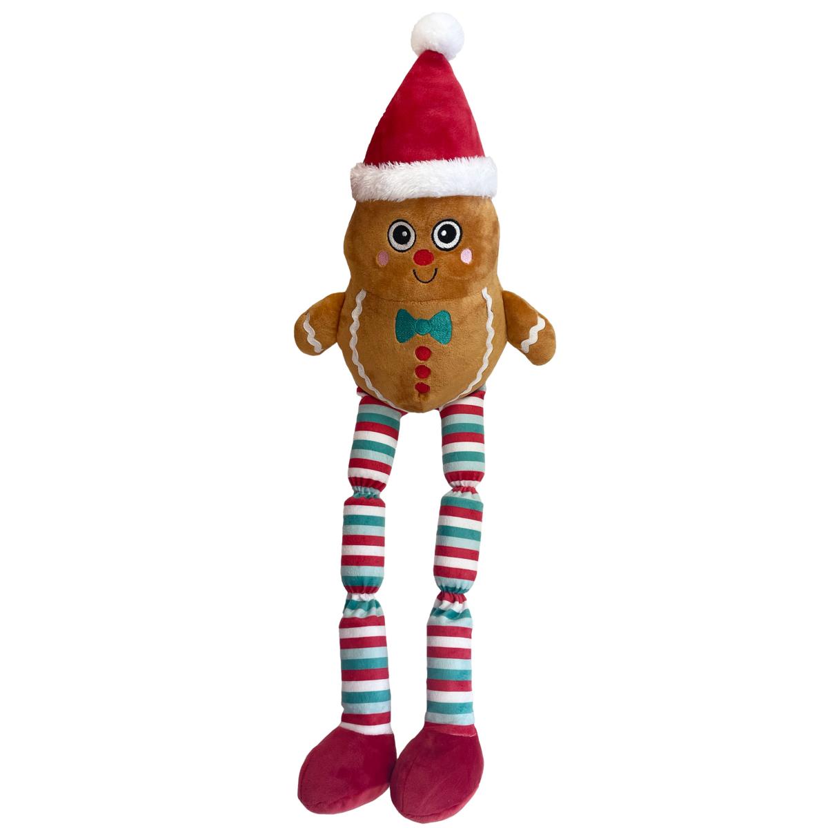 Holly & Robin | Christmas Dog Toy | Triple Squeak Long Legs Gingerbread Man