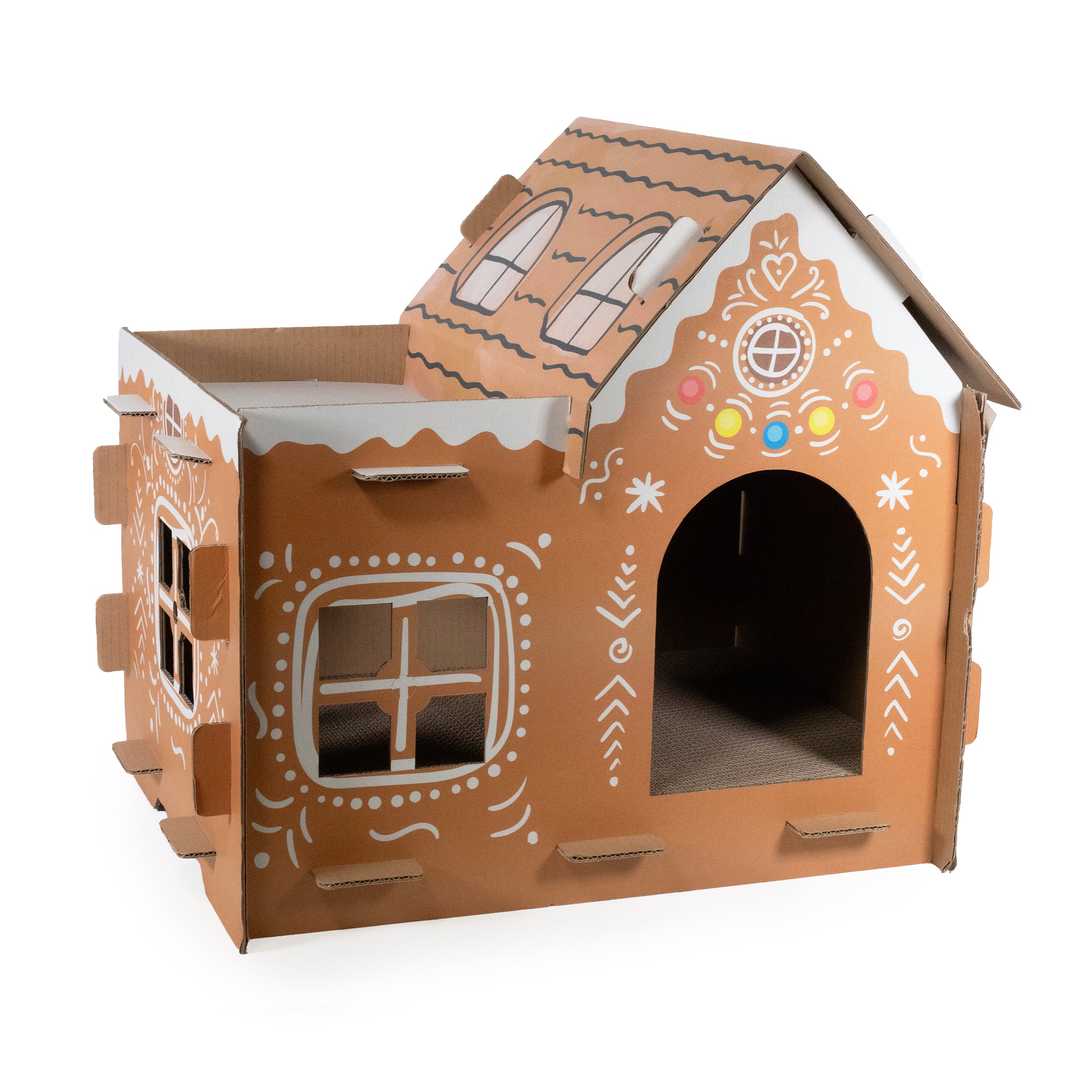 Build Your Own Gingerbread House Christmas Cat Scratch Hide Toy by petconnection.ie