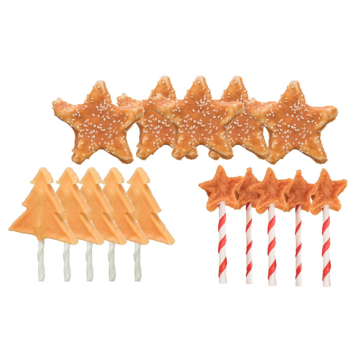 Trixie | Christmas Dog Chew | Chicken & Rawhide Treat Selection - 15 Pack