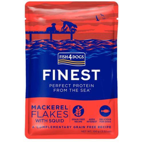 Fish4Dogs Finest Mackerel Flake & Squid Dog Food Pouch