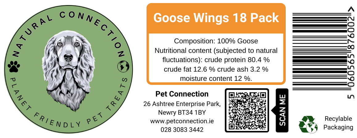 Goose Wings | High Protein Crunchy Dog Treat Snacks by Natural Connection