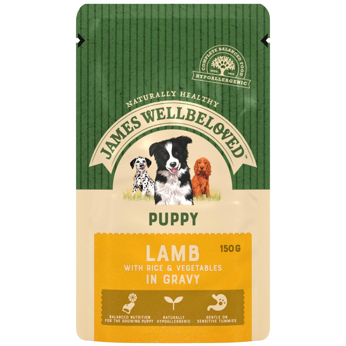 James Wellbeloved Gluten Free Wet Puppy Food Lamb 150g Pouch Bulk Packs