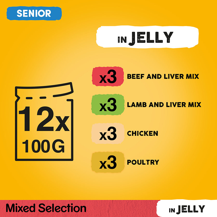 Pedigree | Senior Wet Dog Food Pouches | Variety In Jelly - 12 x 100g