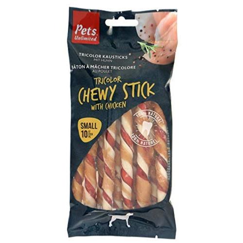 Pets Unlimited | Rawhide Dog Treat | Tricolor Chicken Chewy Stick