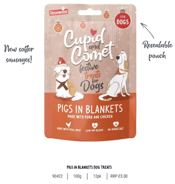 Cupid & Comet | Christmas Dog Treats | Pigs In Blankets - 100g