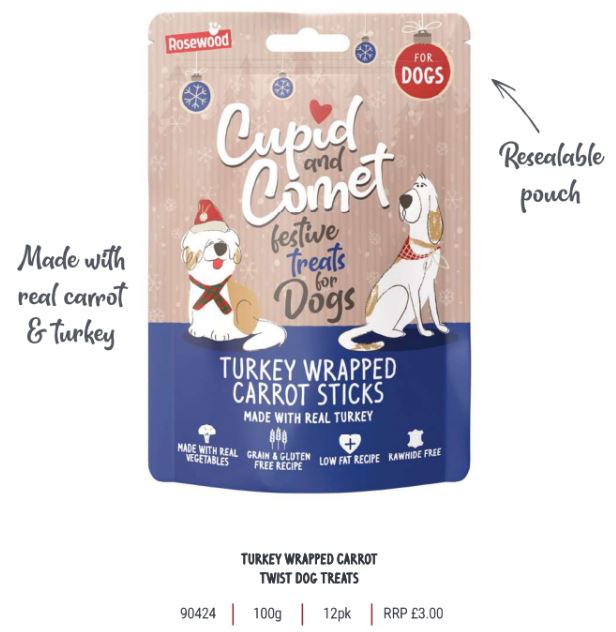 Cupid & Comet | Turkey & Carrot Twisty Wraps | Dog Festive Treats