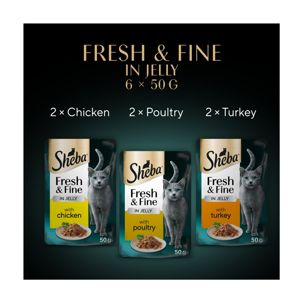 Sheba | Wet Cat Food | Fresh & Fine in Jelly with Turkey, Chicken & Poultry