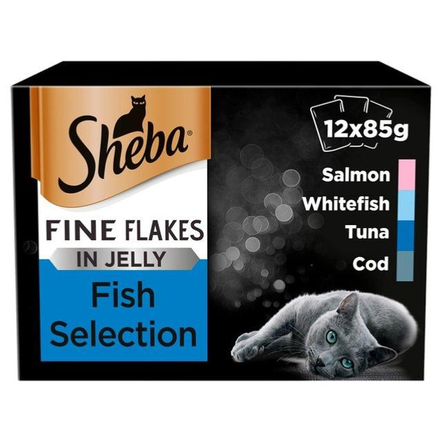 Sheba | Wet Cat Food Pouches | Fine Flakes | Fish Selection in Jelly - 12 x 85g