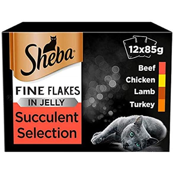 Sheba | Wet Cat Food Pouches | Fine Flakes | Succulent Collection in Jelly - 12 x 85g