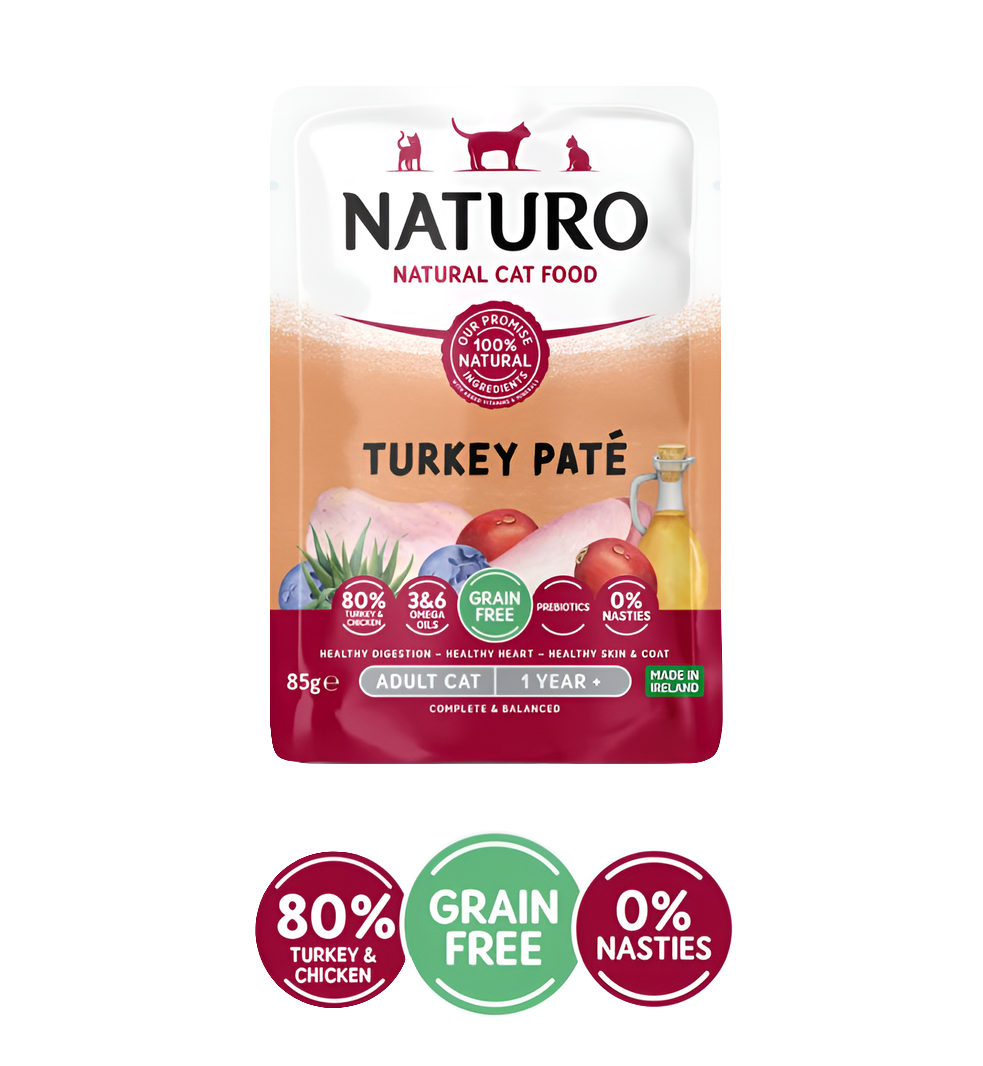 Naturo | Grain Free Wet Cat Food | Turkey Paté Pouch - 85g