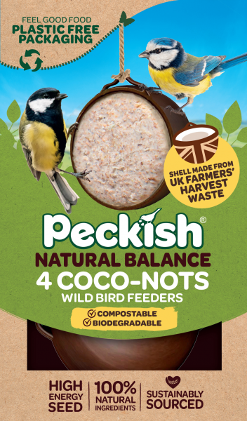 Peckish | Wild Bird Food | Natural Balance Coco-Not Feeder - 4 Pack