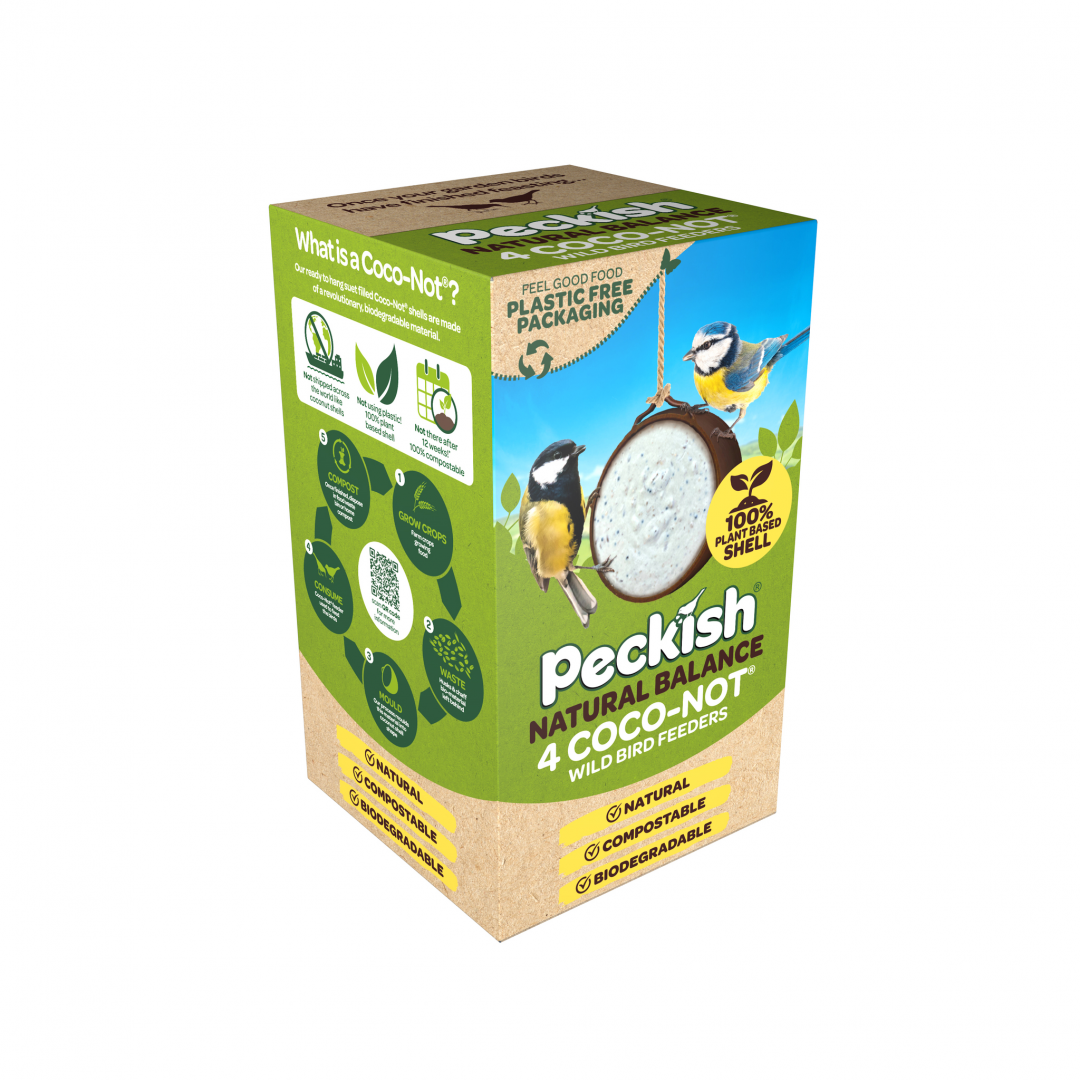 Peckish | Wild Bird Food | Natural Balance Coco-Not Feeder - 4 Pack