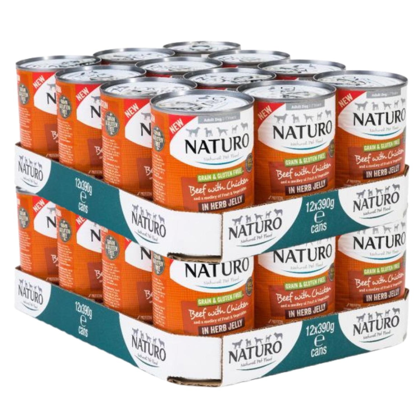 Naturo | Grain Free Wet Dog Food | Beef & Chicken in a Herb Jelly - 390g
